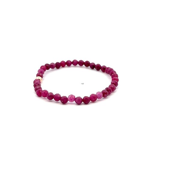 Natural Ruby Gemstone Mini 4mm 18K Rose Gold Charm Bead July Birthstone - Picture 3 of 5